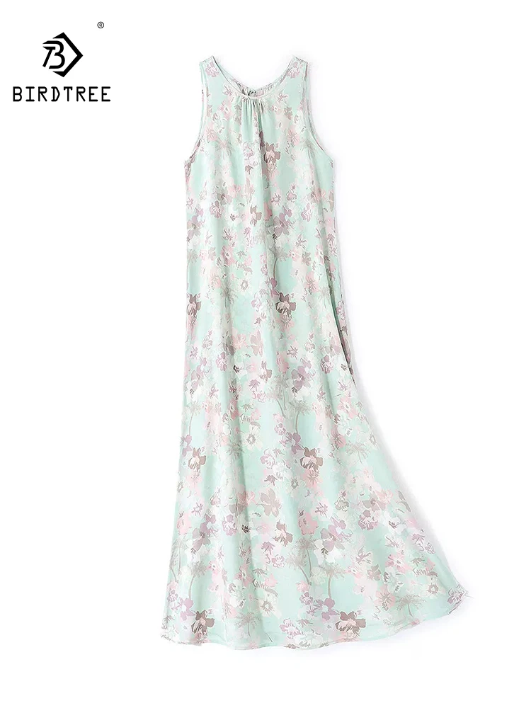 

Элегантное платье-жилет BirdTree-Silk из двойного крепа, с круглым вырезом, без рукавов, с принтом, женское, для отпуска, А-силуэт, новинка лета 2026, D64431CC