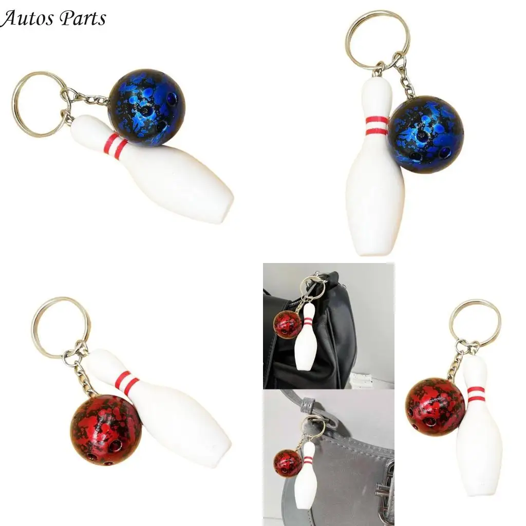 57BA Stylish Bowling Ball Pendant Keychain Blue Ball & Pin Keychain for Everyday Use