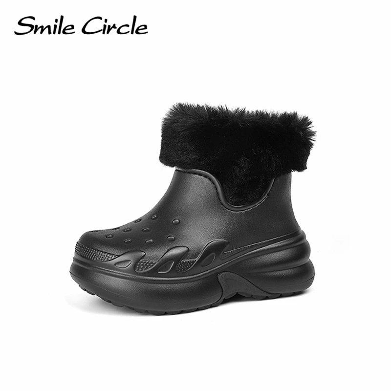 Women's Stomp Lined Boots Clogs Winter Faux Fur Snow Boots Waterproof Non-slip Rain Boots Garden Shoes Women Outdoor Ankle Boot