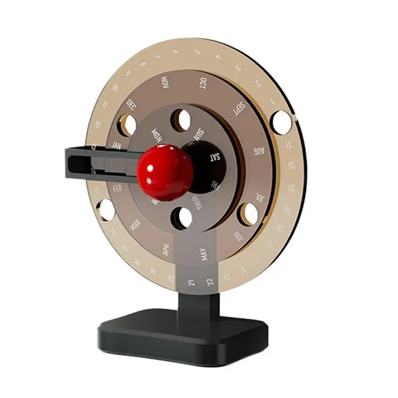 A29F-Kalender Acryl Disc Decor Tafelblad Kalender Nieuwigheid Eenvoudige Handmatige Roterende Kalender Desktop Decoratief