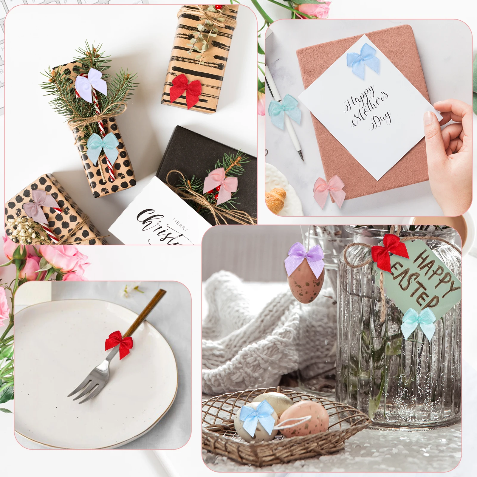 

180pcs Small Bows For Crafts Mini Satin Bows Cute Tiny Bow Decor Hair Clothing Accessories Bulk Ribbon Embellishments Party