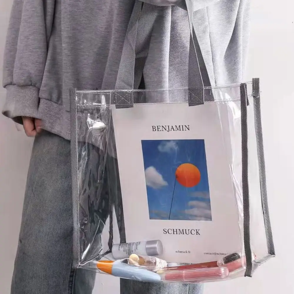 Neceser de PVC impermeable para viaje, organizador de cosméticos, bolsa de playa, transparente, almacenamiento de maquillaje