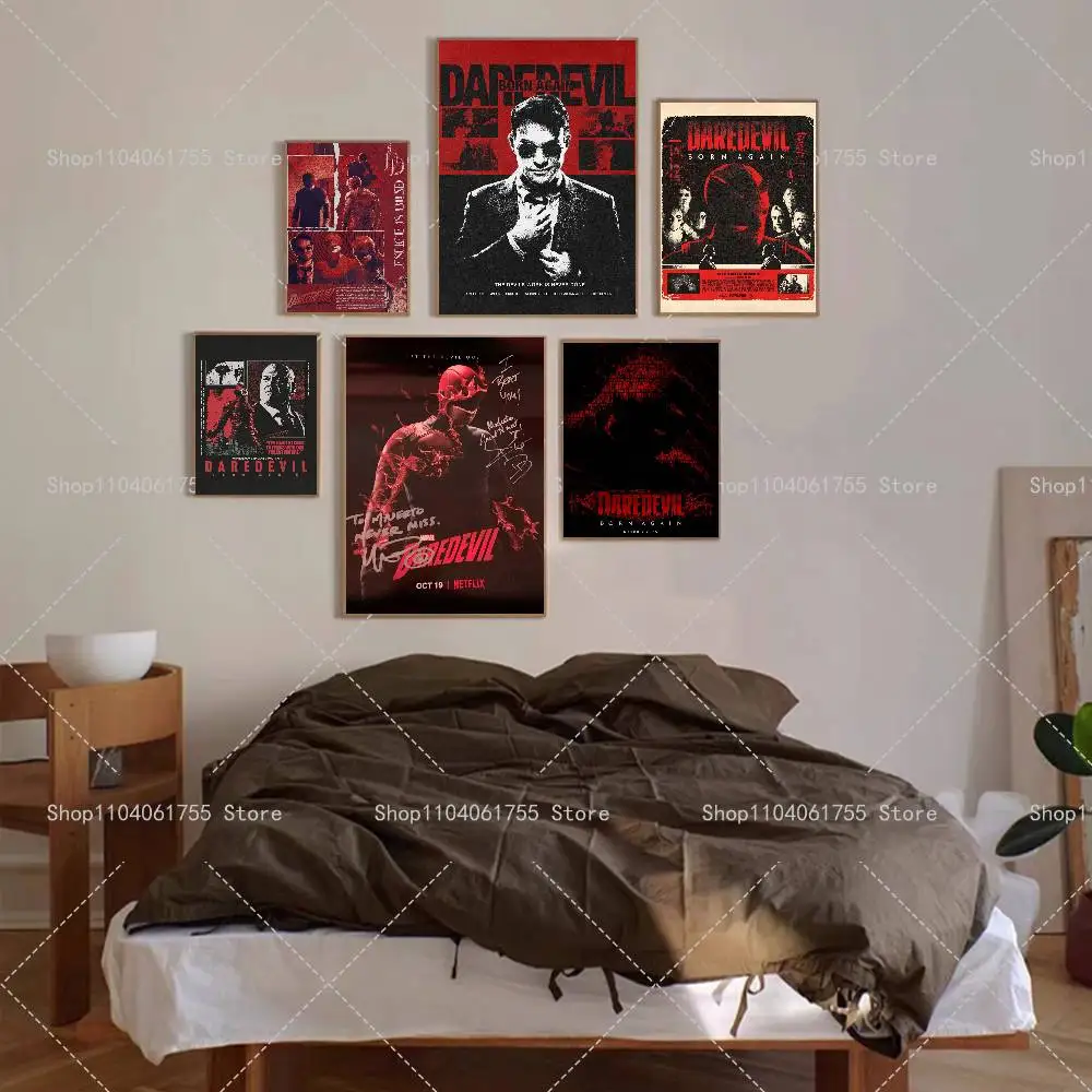 Movie D-DaredevilS Poster Self-adhesive Art Waterproof Paper Sticker Coffee House Bar Room Wall Decor