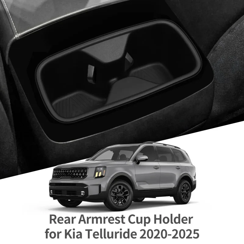 Für Kia Telluride 2020-2025 Auto Getränkehalter Zubehör Mittelkonsole Armlehnenbox Hinterer Getränkehalter Getränkehalterung Aufbewahrung