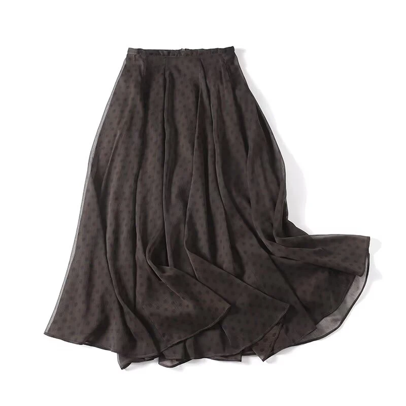 

YENKYE French Retro Irregular Hem Polka Dot Skirt Women High Waist A-line Spring Summer Casual Long Skirts