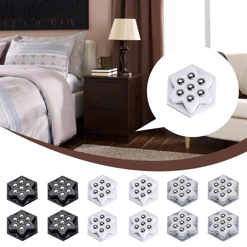 4Pcs Portable Self Adhesive Universal Wheel Mute 7Beads Mini Pulley Base Furniture Move Accessories
