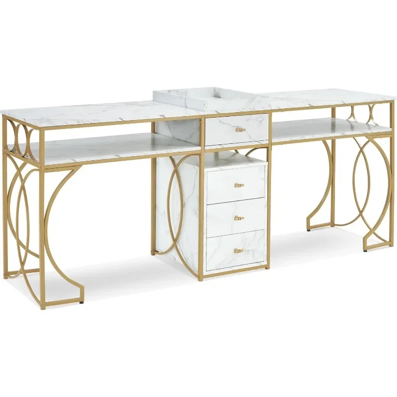 

Станция для ногтей, бордовая бейсбольная, Длинная с отделкой стола для ногтей, двойная