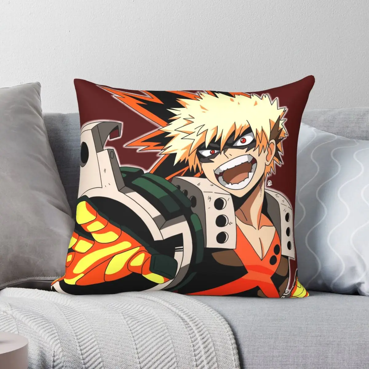 Katsuki Bakugou Pillowcase Polyester Linen Velvet Creative Zip Decor Room Cushion Case