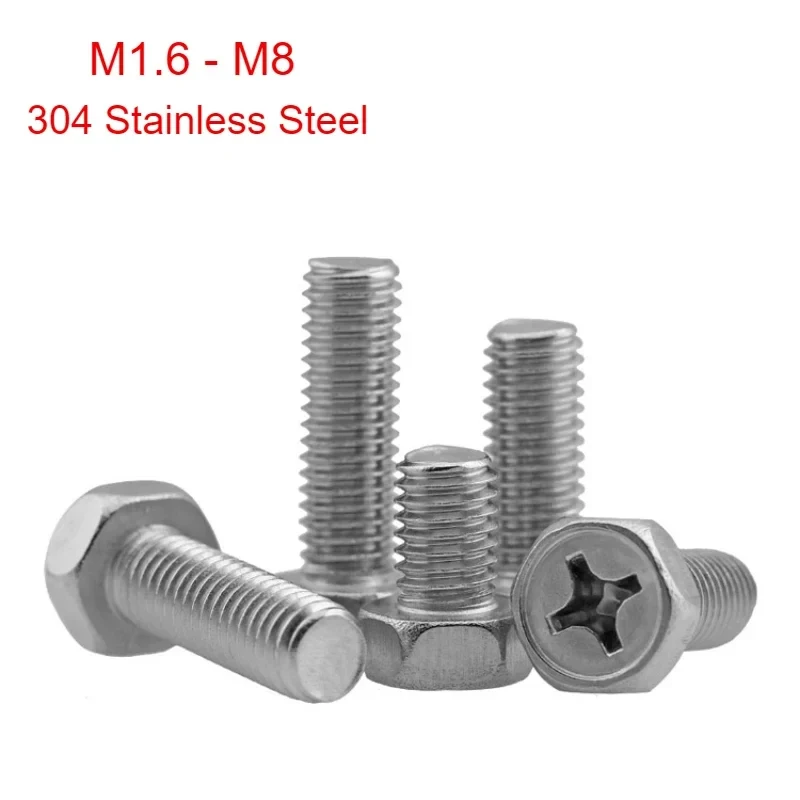 M1.6 M2 M2.5 M3 M4 M5 M6 M8 Hexagon Socket Head Cap Screws Cross Recessed 304 Stainless Steel Hardware Fasteners