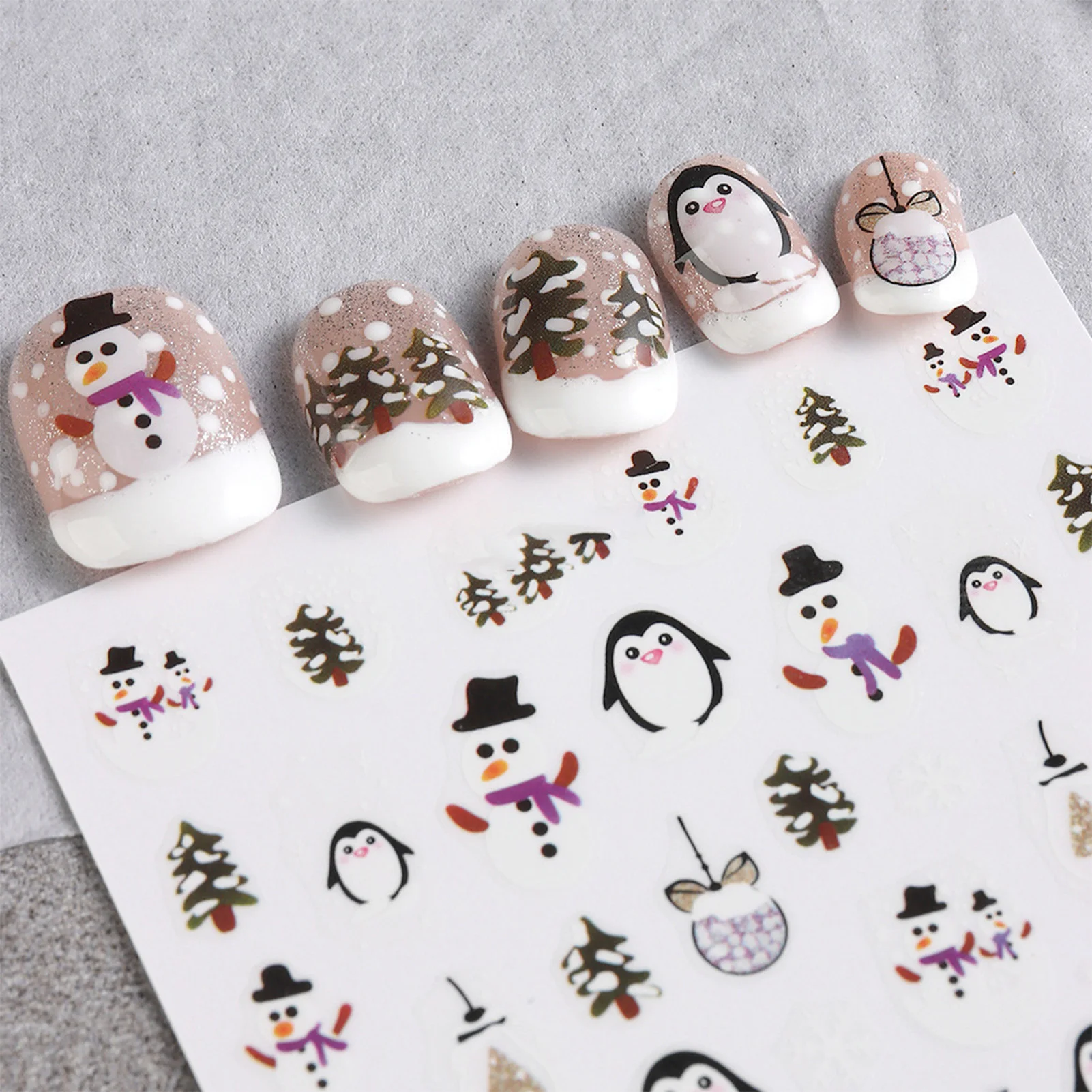 9 Sheets Christmas Nail Art Stickers Snowmen Santa Claus Pattern Manicure Nail Decals Suitable for Nails Art Decorations