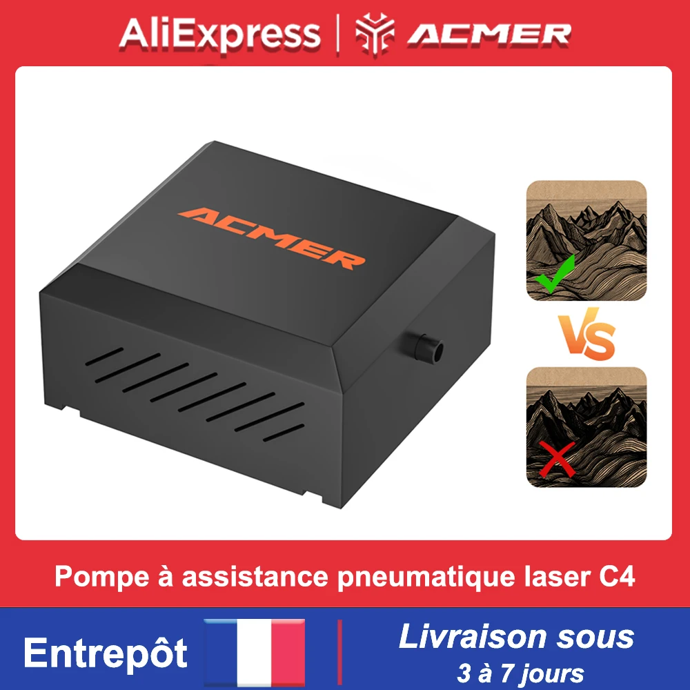 ACMER C4 pompe à Air 30L/min Kit d'assistance au flux d'air supprimer la poussière de fumée système d'assistance à l'air réglable pour Machine de gravure Laser