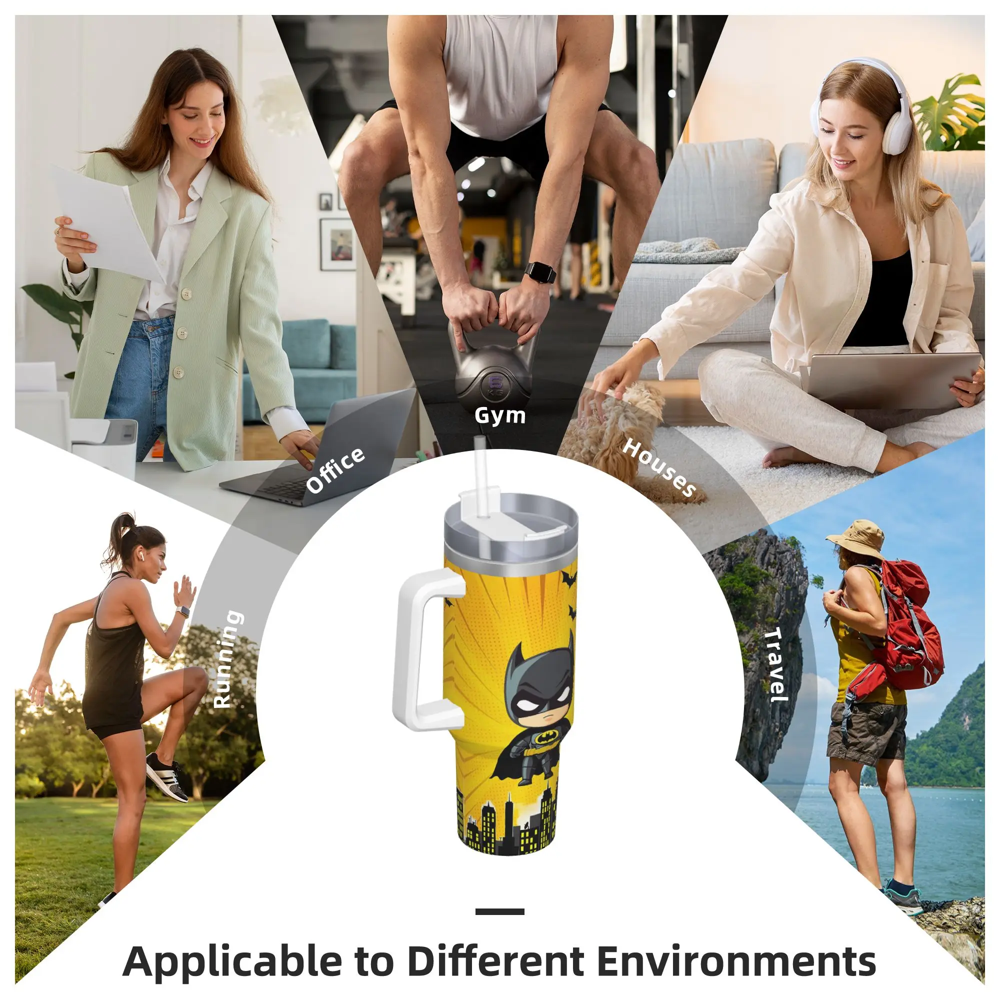 Stainless Steel Tumbler B-Batmans Cartoon Mugs Cup With Straws 3D Print Hot Drinks Water Bottle Large Capacity Thermal Mug view 6