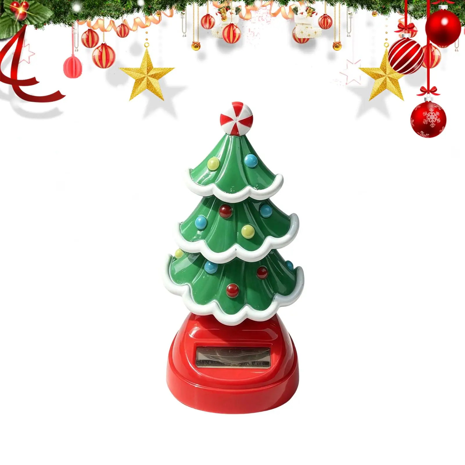 Solar Powered Dancing Christmas Tree Swinging Cute Toy Desk Decor for Windowsill Car Dashboard Festive Party Decoration Gift