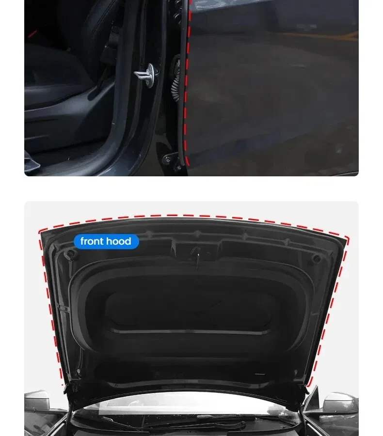 For All Tesla Model YL/Y Juniper 2021-2026 Door Seal Kit Soundproof Rubber Weather Strip Wind Noise Reduction Kit