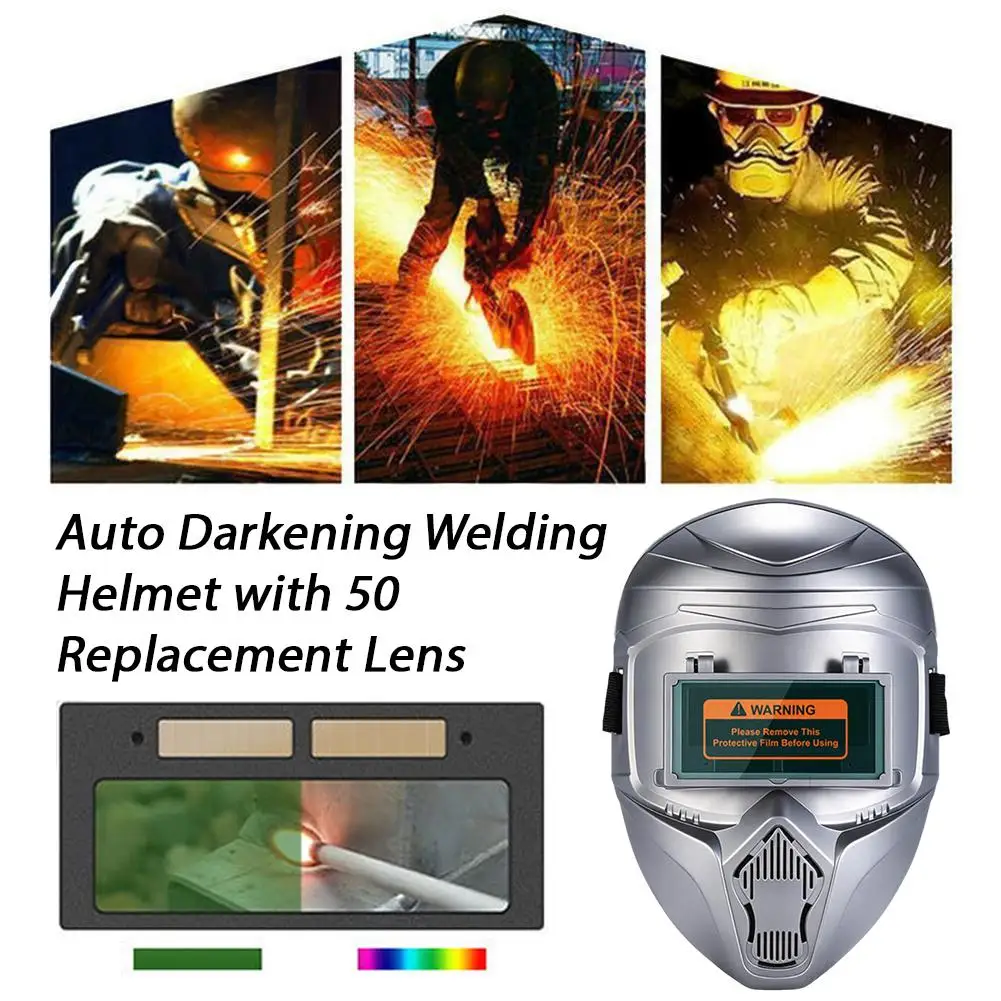 Auto Darkening Welding Helmet True Color Flip Up Welding Mask Full Face Protection with Replaceable Lens Sheets
