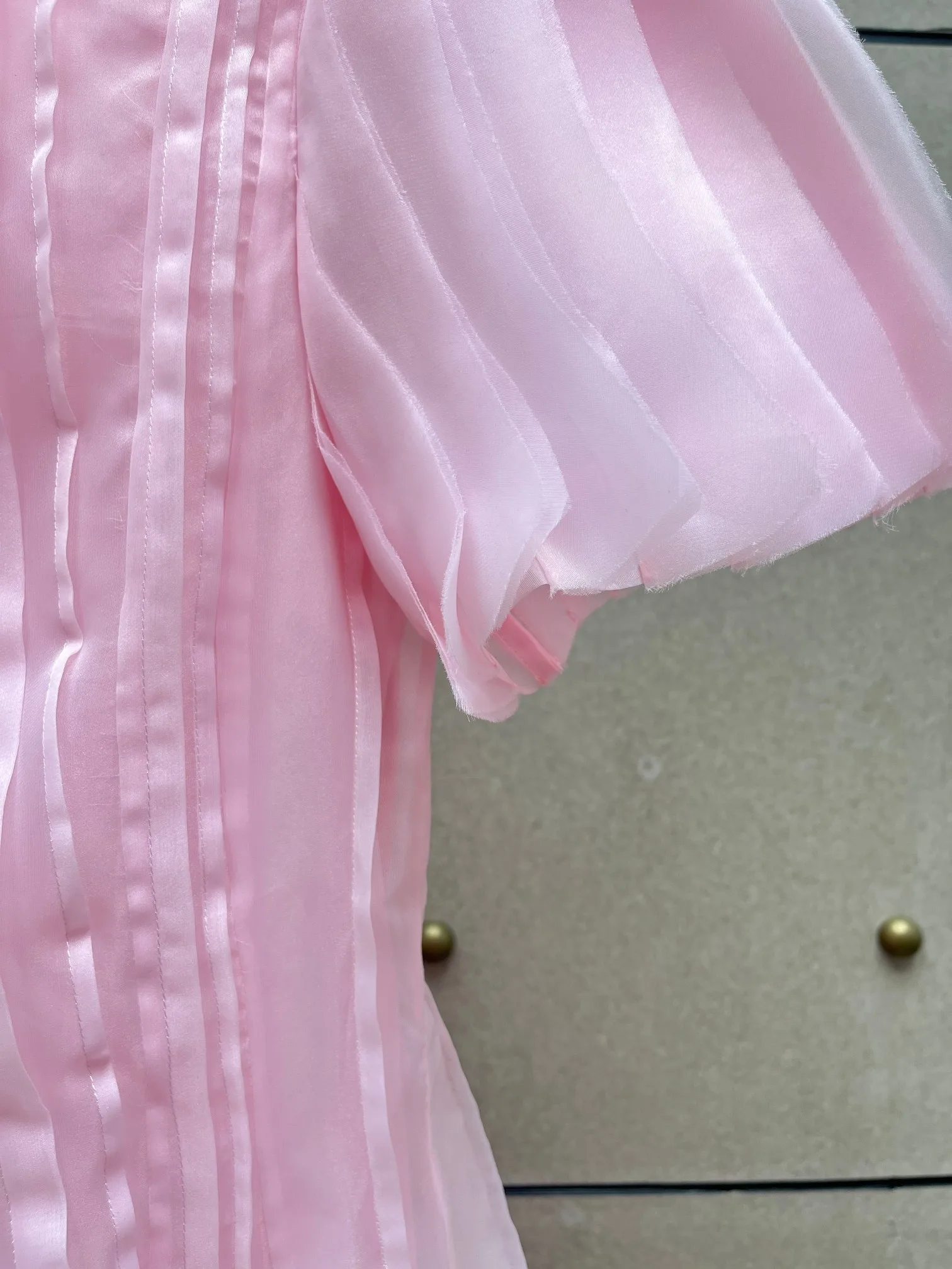 Rosa dupla camada de manga curta vestido feminino temperamento moda plissado magro vestido longo 2025 outono novo