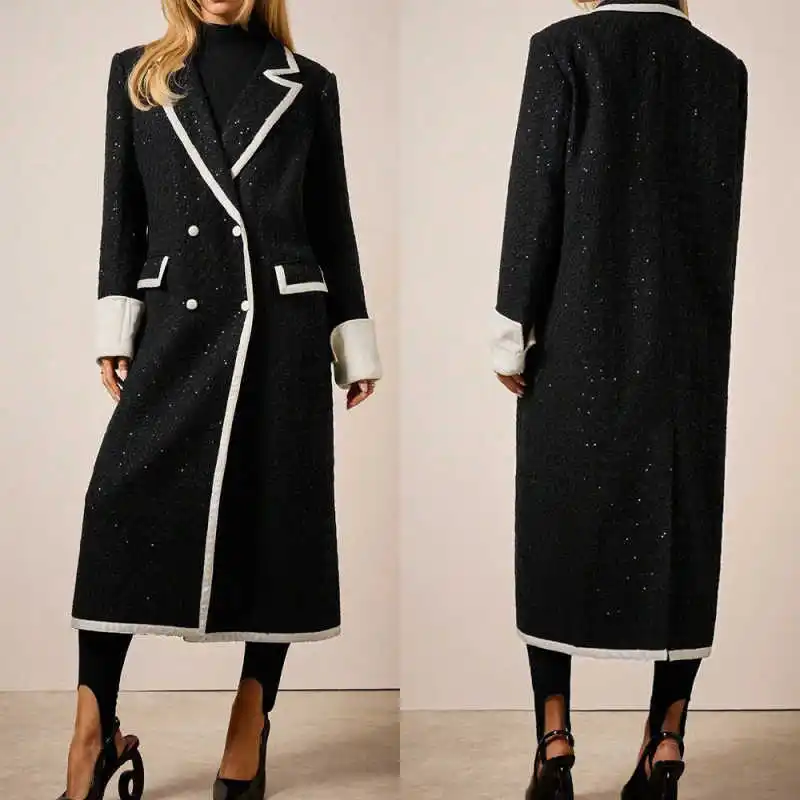Modern Women Overcoat 1 Piece Double Breasted Long Jacket Formal Lady Work Office Wear Gown Winter Warm Customized