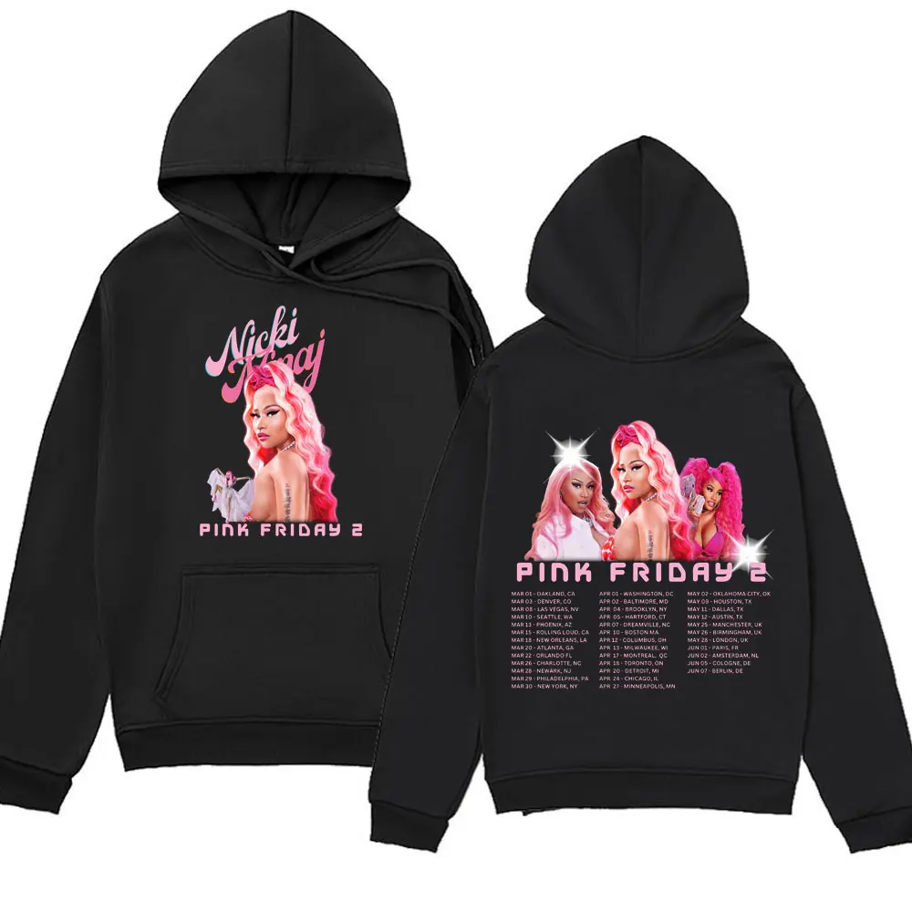 

Rapper Nicki Minaj Pink Friday 2 World Tour Print Hoodie Men Women's Autumn and Winter Fashion Hip Hop Oversized Sweatshirt Male