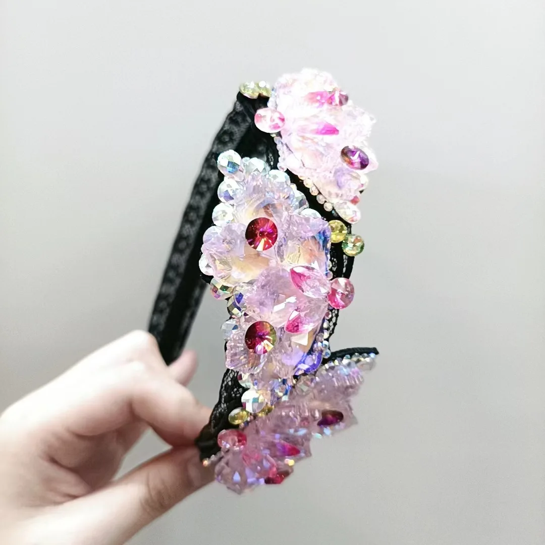 

tasted the new butterfly hair hoop adult white gauze half a circle crystal hair hoop crystal light of luxury