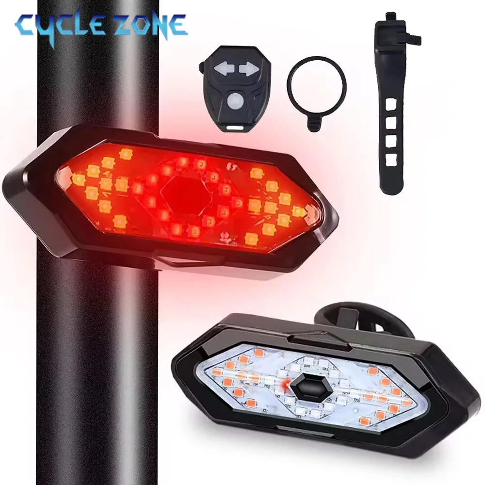 LED Bike Turn Signal Rear Light Remote Bicycle Lights USB Rechargeable Bicycle Lamp Bike Wireless Warning Tail Light