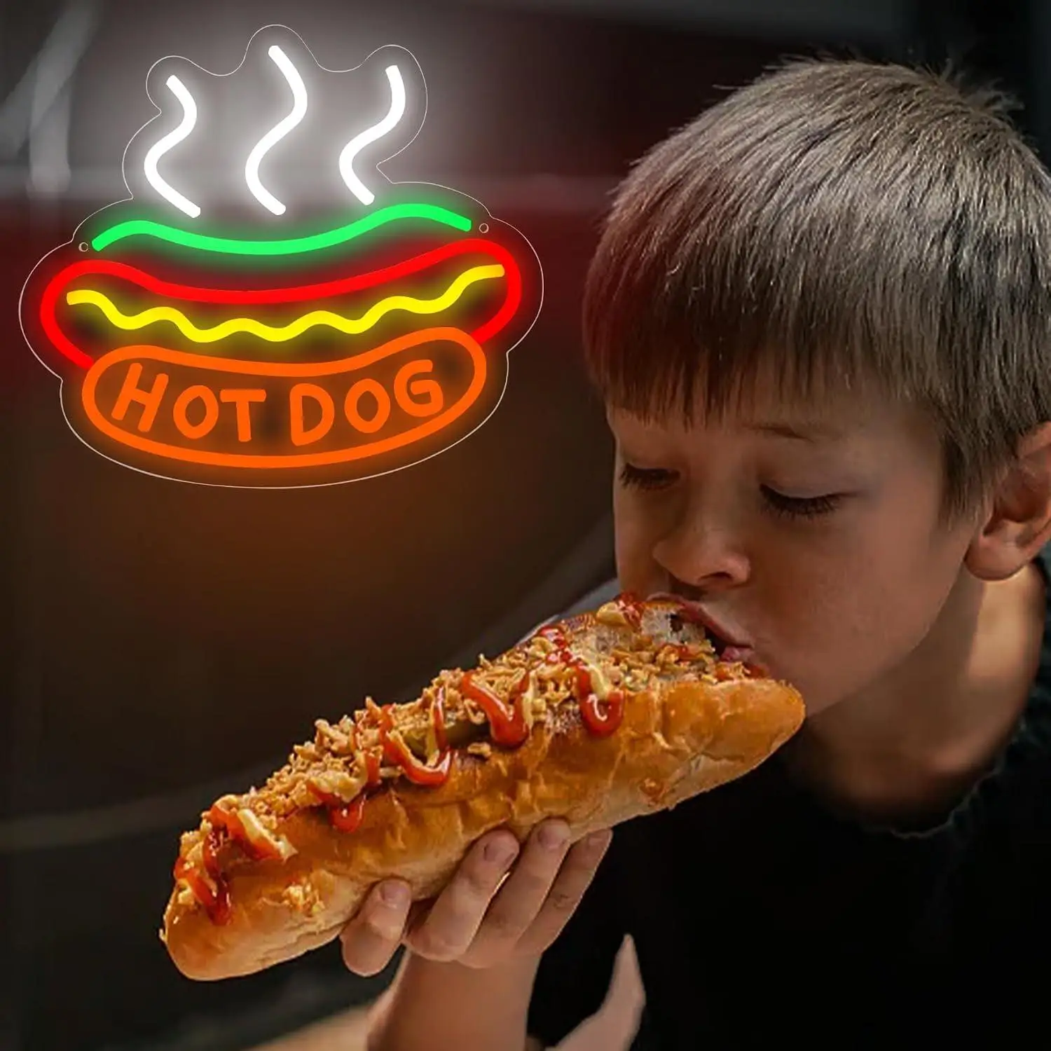 Hot Dog Neon Sign Dimmable Led Lights For Snack Shop Restaurant Kitchen Man Cave Interior Wall Decoration Gifts Business Signage