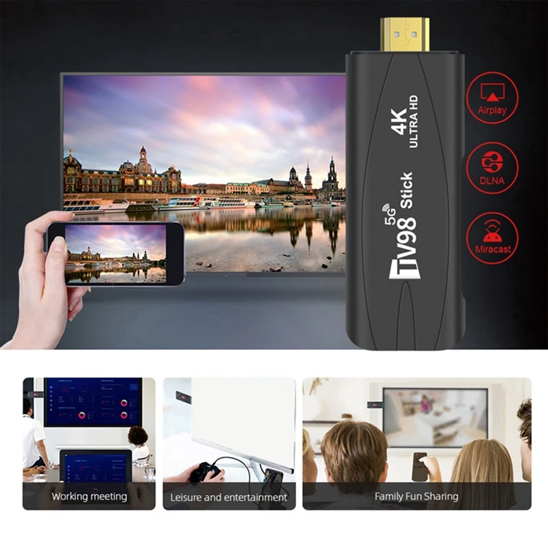 1GB + 8GB TV98 Stick Set-Top Box 4K عالي الوضوح بلوتوث مزدوج 5G واي فاي أندرويد 12، مشغل وسائط متعددة ذكي