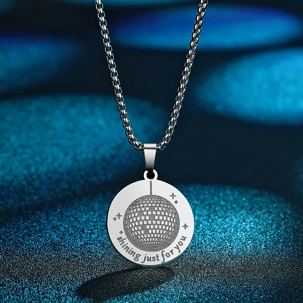 2024 new fashion stainless steel mirror light ball pendant necklace feminine style clavicle chain jewelry anniversary gift