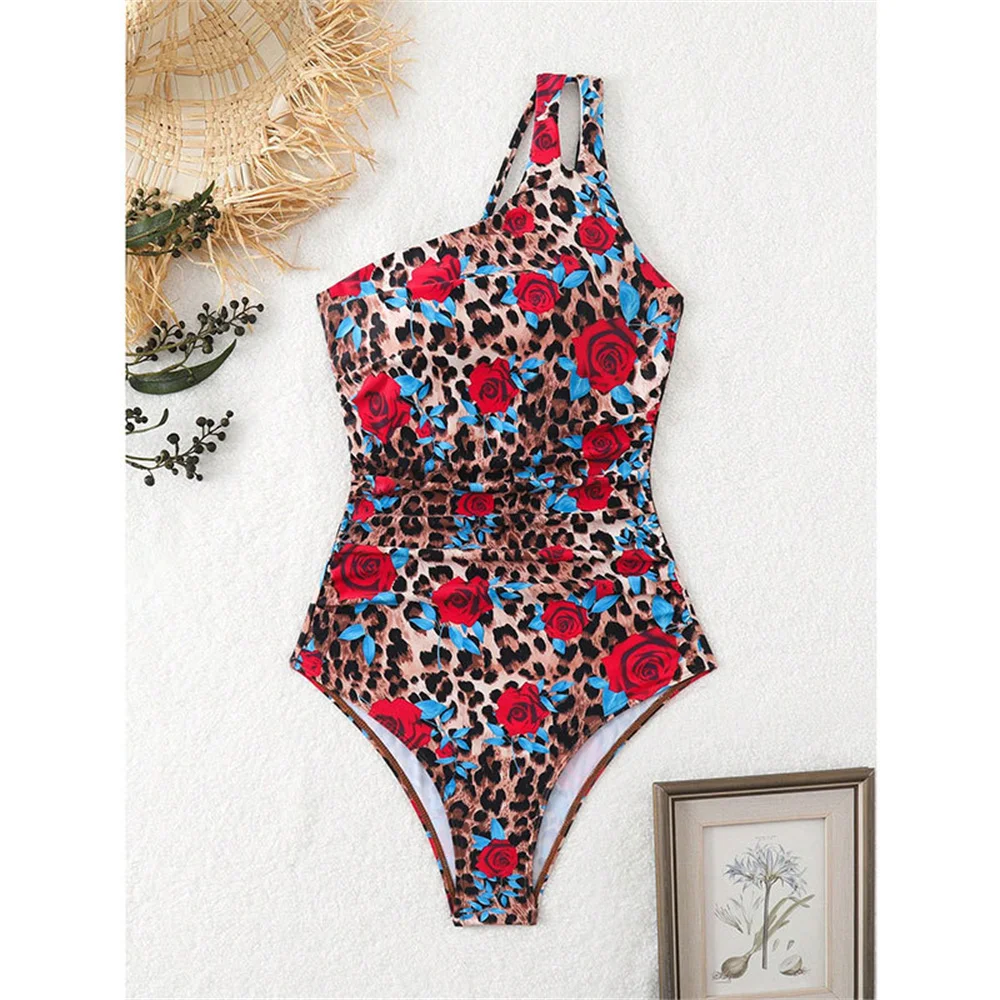 

Sexy Floral Leopard Bikini Backless Sling Rose Swimsuit Push Up Vacation Swimwear Elegant Women Beach Summer Outfit Bathing Suit