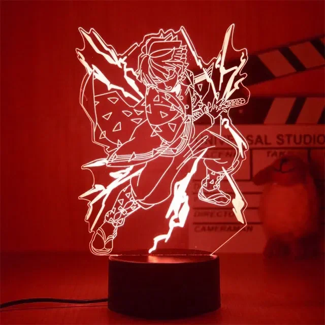 Luz Led de Anime Kimetsu No Yaiba Kokushibo para decoración de dormitorio, regalo de luz nocturna, lámpara 3d de Manga, juguetes para niños, regalos de cumpleaños