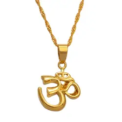 Anniyo African Symbol Small Yoga Charm Necklace Pendant for Women Girl,Indian Hindoo Hindu Buddhist  OM India Religion #00710