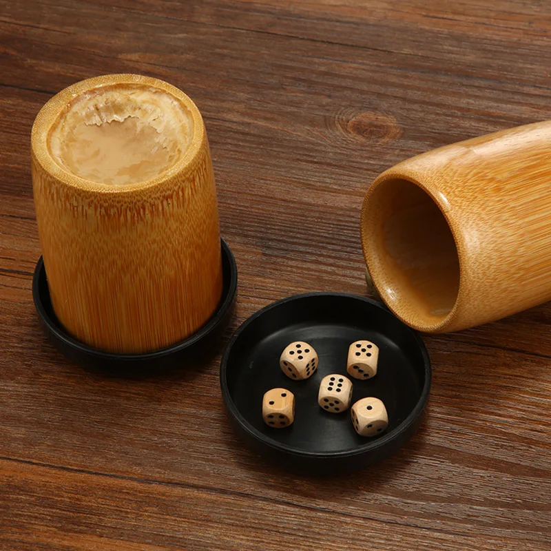 5-10pcs Kit Exquisite Wooden Dice Bamboo Dice Cup Solid Wood Toys Sieves Large Dice Lucky draw Activity Props Bar KTV Supplies