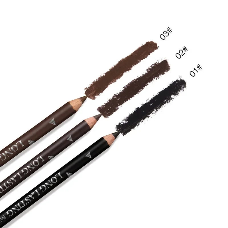 6pcs MENOW 3 colors Long Lasting Waterproof  Eyebrow Pencils Double Use Wooden Pole Eyeliner Permanent Makeup Tattoo Accessories