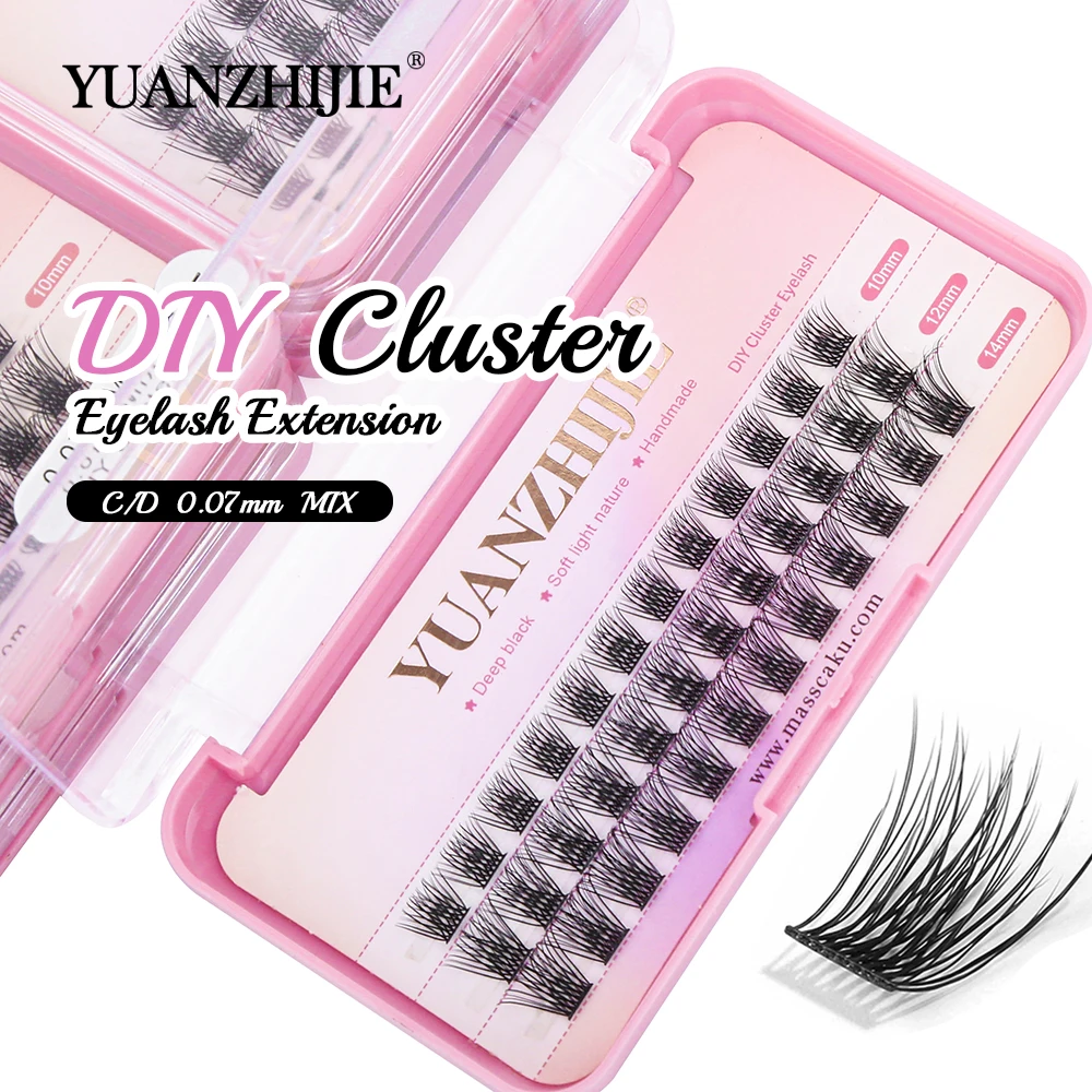 

MASSCAKU 3 Rows Matte Black Professional Grafted Cluster Lash Trays Fluffy Natural Look DIY Segment Eyelash Extension in Stock