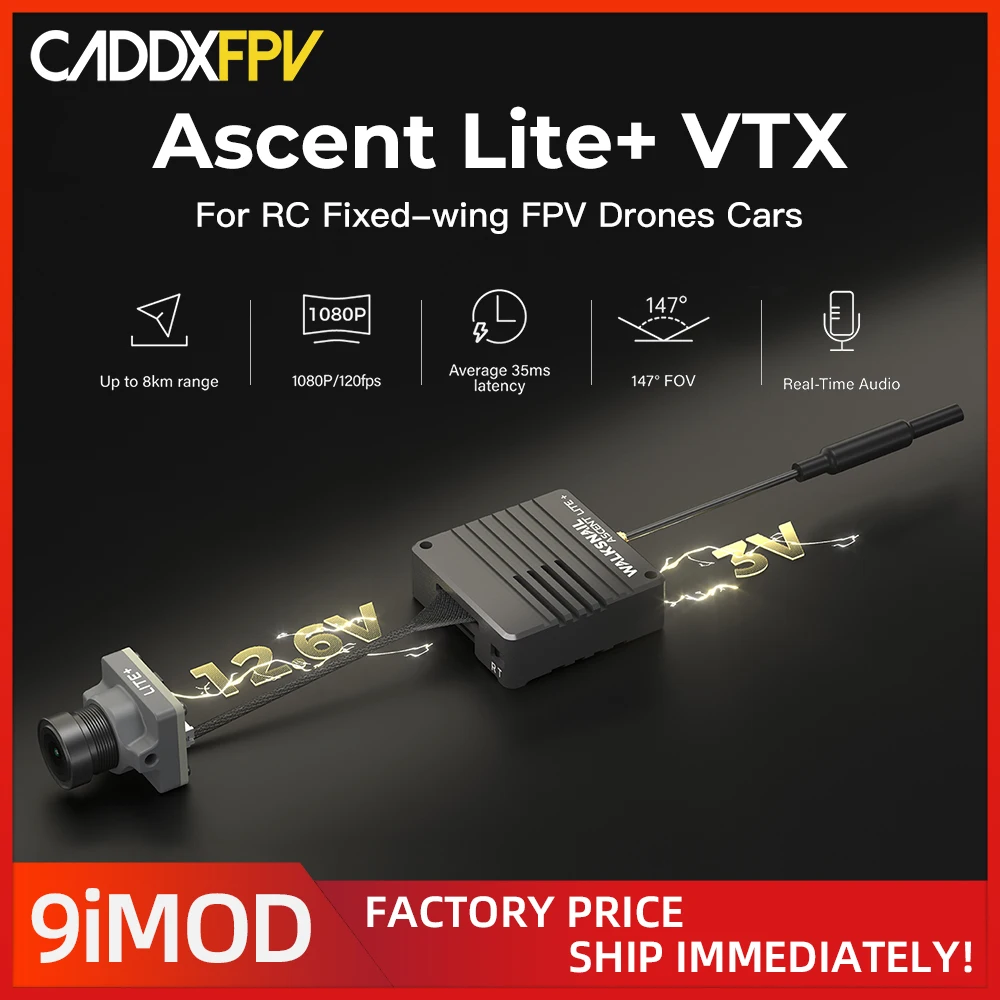 CADDXFPV Walksnail Ascent Lite+ VTX 2.75g 500mW 8KM Range Video Audio Transmission