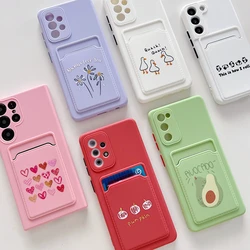 Card Slot Holder Phone Case For Samsung Galaxy A51 A71 A32 A52 A72 A22 A53 A33 A73 A4G 5G A50 A30 A20 A30s A50S A03S Cover