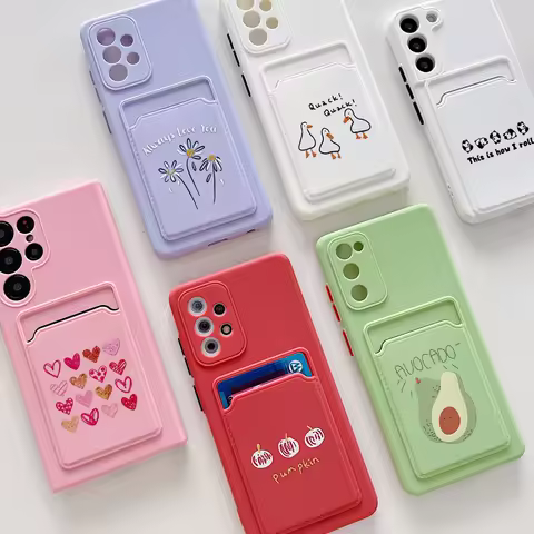 Card Slot Holder Phone Case For Samsung Galaxy A51 A71 A32 A52 A72 A22 A53 A33 A73 A4G 5G A50 A30 A20 A30s A50S A03S Cover