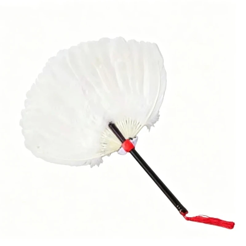 Goose Feather Fans Photo Runway Props Hand Fan Classical Craft Gift Fan Chinese Style Summer Portable Fairy Women Dance Show Fan