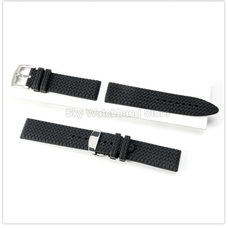 Correa de reloj de silicona negra para Chopard Mille Miglia 168511 168997, interfaz recta suave resistente al sudor, accesorios de reloj Premium