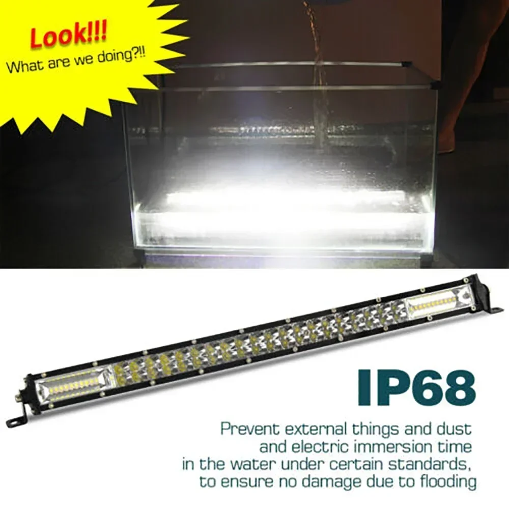 20 Inch Spot Flood Combination Beam LED Work Light Bar 1200W High Power Driving Lights Dual Row Fits 12V, 24V Vehicles