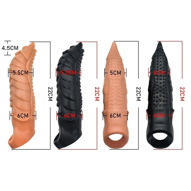 22cm Large Penis Sleeve Extender Male Cock Sleeve Sex Toys For Men Delay Reusable Condom Stimulation Dick Enlarger