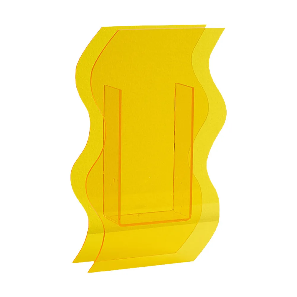 

1 шт. акриловая ваза для цветов, желтая волнистая настольная ваза, декоративный сосуд-украшение для гостиной, офиса, спальни