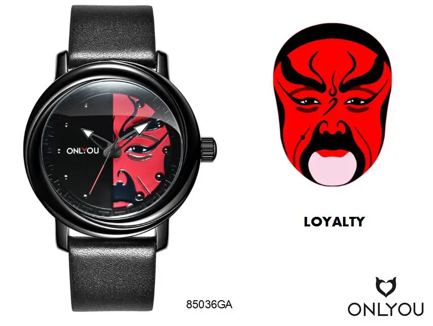 

New ONLYOU Chinese Culture Peking Opera Mask Wristwatch,Casual Fashion Student Quartz Watch,Trendy Waterproof Casual Men's Watch