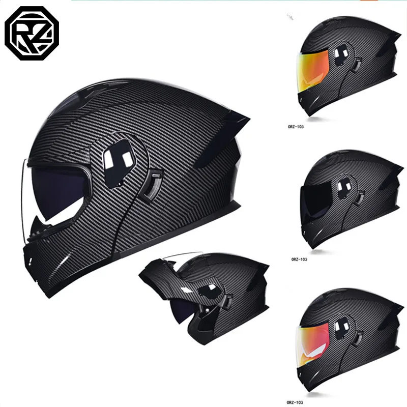 

Orz Motorcycle Helmet Dual Lens Men's and Women's All-season Motorcycle Cruise Helmet Motocross Helmet DOT Certification