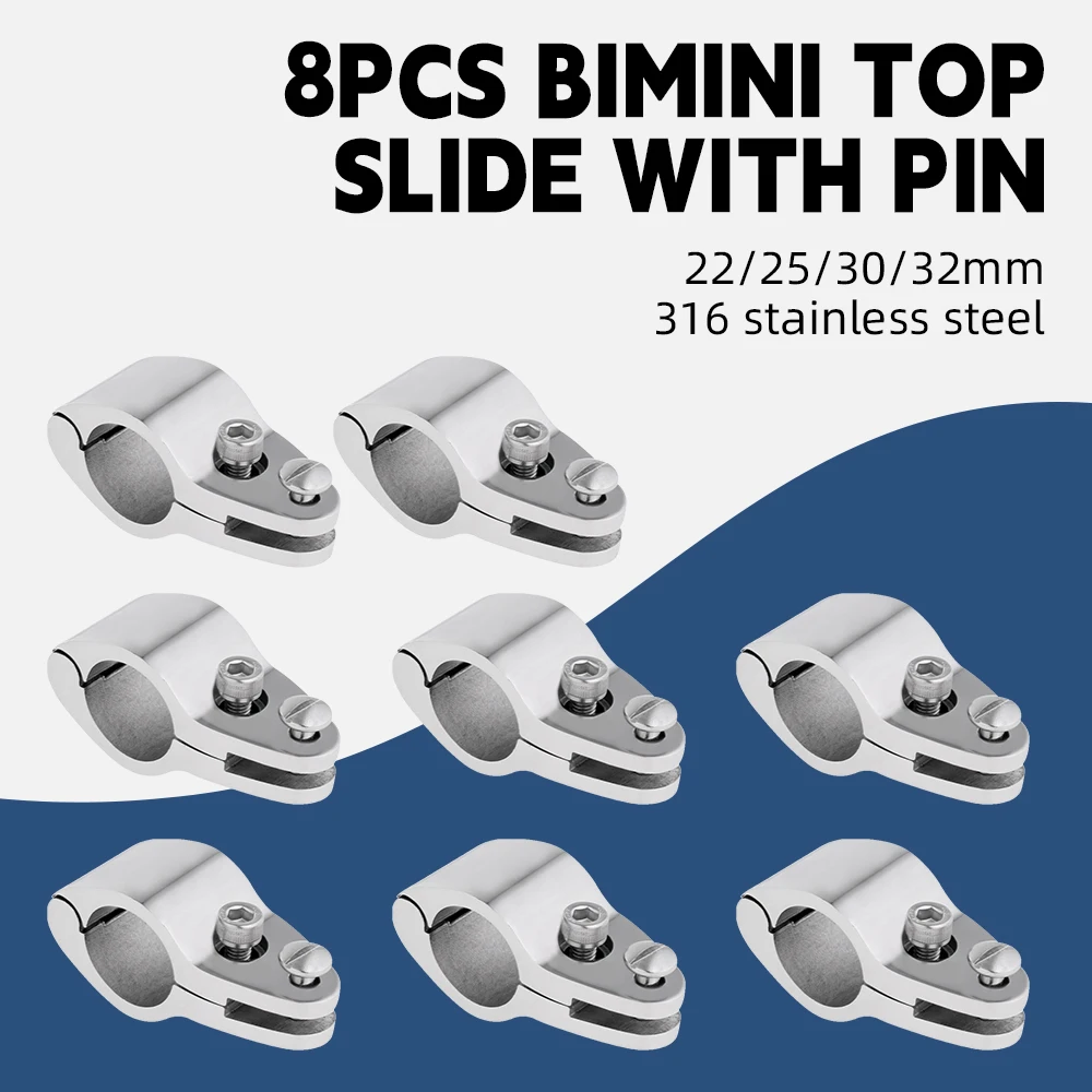 

8PCS 316 Stainless Steel Boat Jaw Slide Bimini Top Fittings 22mm 25mm 30mm 32mm Marine Hardware Boat Accessories