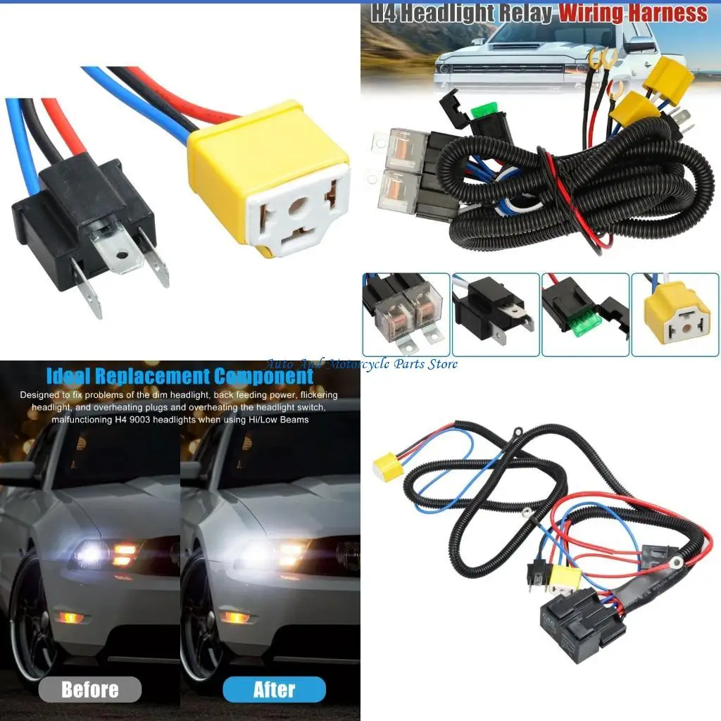 P9FD Plugs & Play H4 Halogen Bulb Wiring Upgrades Simple Installs for Cars Trucks