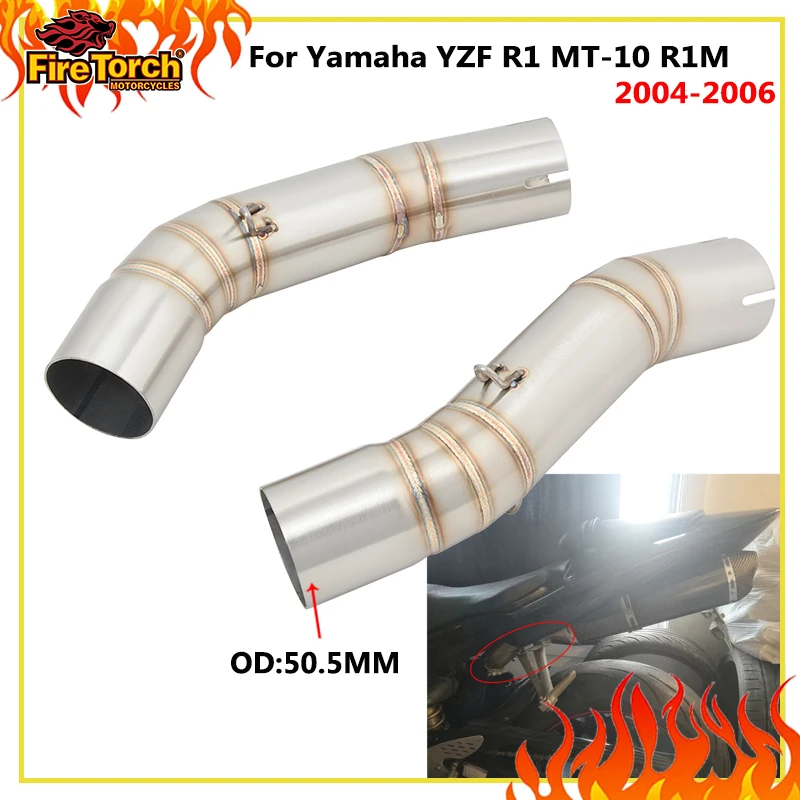 Slip On For Yamaha YZF R1 MT-10 R1M 2004 2005 2006 Motorcycle Systems Exhaust Escape Muffler 50.8mm Middle Link Pipe