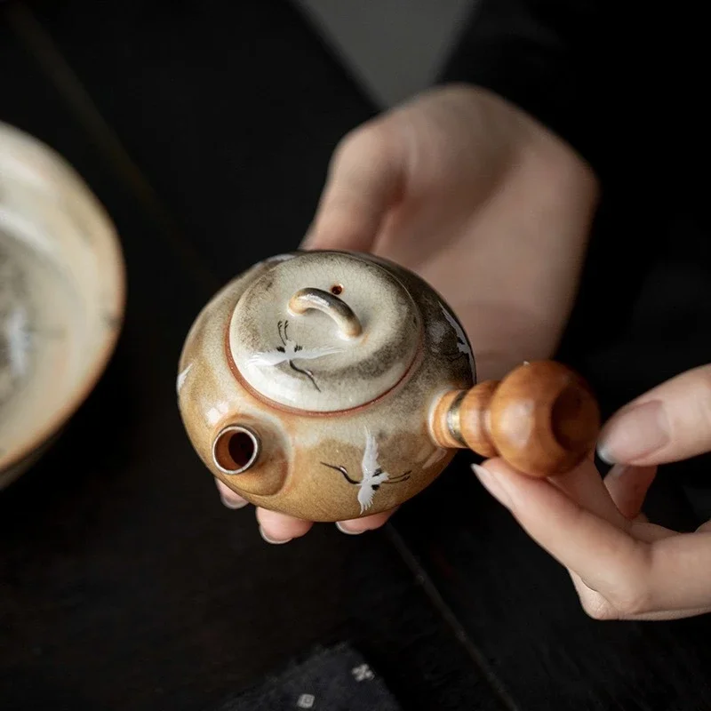 100ML Firewood Burning Kiln Becomes Ruihe Side Handle Pot Household Mini Tea Making One Person Special Teapot with Filter TeaSet