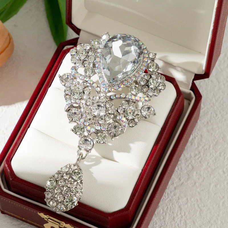 WEIMANJINGDIAN Brand Gorgeous Exaggerated Shiny Crystal Rhinestones Diamante Brooch Pins Wedding Bouquets  Jewelry Accessories