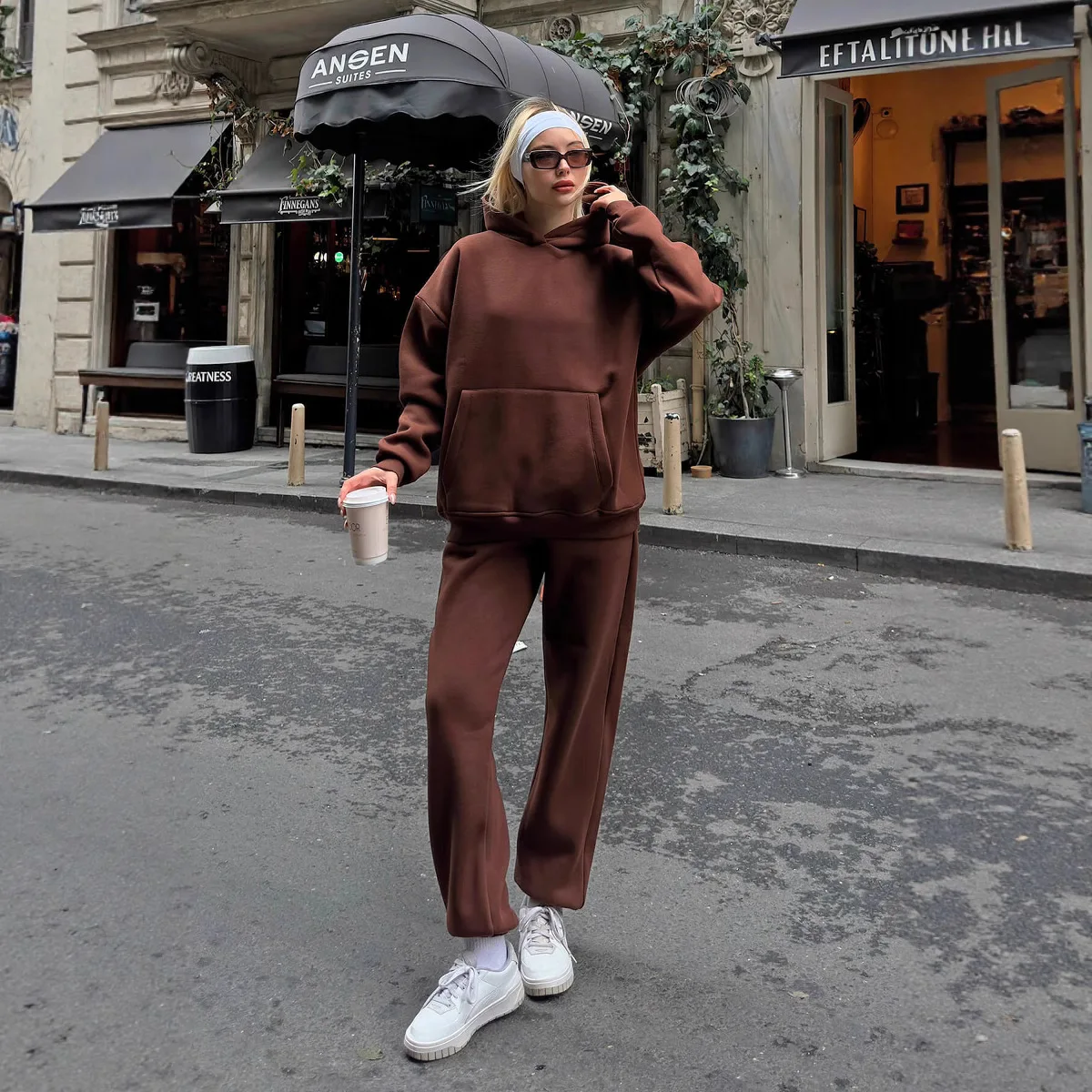 

Повседневный спортивный костюм, женский комплект из двух предметов с капюшоном, толстовки, пуловеры, толстовки с карманами, брюки, костюм, брюки, осень 2025 г.