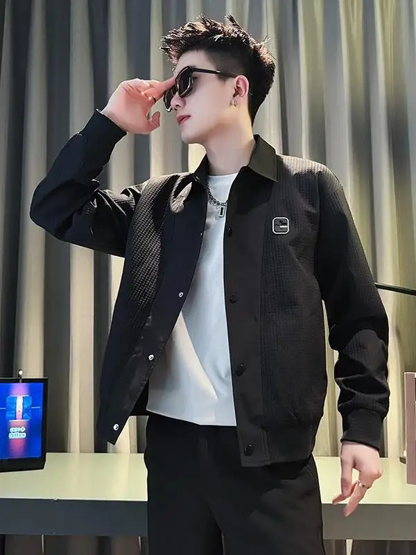 

Casual White Collar Jaet for Men Autumn Winter Sle Faionable Streetwear Loose Fit Zipper Closure Long Sve Polyester